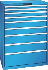 Schubladenschrank 9 Schubladen 1023x725x1450 RAL 5012 Lista 54x36E 78.296.010