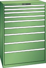 Schubladenschrank 9 Schubladen 1023x725x1450 RAL 6011 Lista 54x36E 78.296.030
