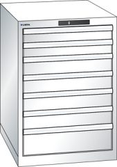 Schubladenschrank 7 Schubladen 564x725x800 RAL 9010 Lista 27x36E 14.367.110