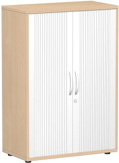 Querrollladenschrank Oberboden 25 mm, mit Standfen, abschliebar, 800x425x1182, Silber/Buche