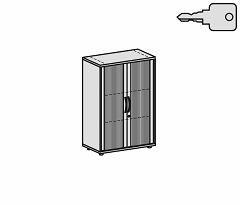 Querrollladenschrank Oberboden 25 mm, mit Standfen, abschliebar, 800x425x1182, Silber/Wei