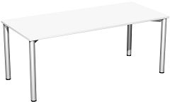 Konferenztisch Rundfu feste Hhe, 1800x800x720, Wei/Silber