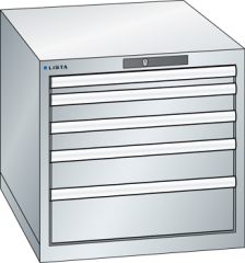 Schubladenschrank 5 Schubladen 564x725x533 RAL 7035 Lista 27x36E 78.511.020
