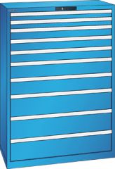 Schubladenschrank 10 Schubladen 1023x572x1450 RAL 5012 Lista 54x27E 78.770.010