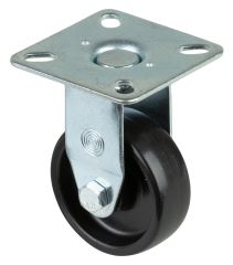 Apparaterolle A310.A90.050, Produkttyp: Bockrollen, Befestigung: Anschraubplatte, Ø Schraubloch: 6.3 mm, Material/Art des Radkörpers: Kunststoff, Material der Lauffläche: Kunststoff schwarz, Lager: Gleitlager, Ø Rad:  50 mm, Tragkraft: 50 kg