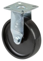 Apparaterolle A310.A90.100, Produkttyp: Bockrollen, Befestigung: Anschraubplatte, Ø Schraubloch: 6.3 mm, Material/Art des Radkörpers: Kunststoff, Material der Lauffläche: Kunststoff schwarz, Lager: Gleitlager, Ø Rad:  100 mm, Tragkraft: 65 kg