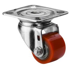Kompaktrolle/Minirolle A600.C10.035, Produkttyp: Lenkrollen, Befestigung: Anschraubplatte, Ø Schraubloch: 7 mm, Material/Art des Radkörpers: Stahl, Material der Lauffläche: Polyurethan 90 +/- 3 Shore A, Lager: Kugellager, Ø Rad:  35 mm, Tragkraft: 100 kg