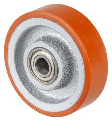 Polyurethanrad C10.102, Produkttyp: Rder, Material/Art des Radkrpers: Guss, Material der Laufflche: Prothane Guss-Polyurethan 95 +/-3 Shore A, Lager: Kugellager,  Rad:  100 mm, Tragkraft: 250 kg