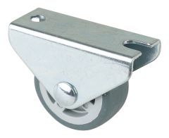 Kastenrolle E51.030, Produkttyp: Bockrollen, Ø Rad:  30 mm, Tragkraft: 35 kg, Befestigung: Anschraubplatte, Ø Schraubloch: 5.2 mm