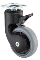 Kunststoff-Lenkrolle mit Feststeller F323.075, Produkttyp: Lenkrollen mit Feststeller, Ø Rad:  75 mm, Tragkraft: 50 kg, Befestigung: Anschraubplatte, Ø Schraubloch: 6 mm