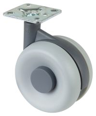 Kunststoff Doppelrolle F362.075, Produkttyp: Lenkrollen, Ø Rad:  75 mm, Tragkraft: 50 kg, Befestigung: Anschraubplatte, Ø Schraubloch: 6 mm