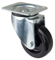 Schwerlastrolle L600.B60.125, Produkttyp: Lenkrollen, Befestigung: Anschraubplatte, Ø Schraubloch: 11 mm, Material/Art des Radkörpers: Kunststoff, Material der Lauffläche: Elastikgummi schwarz, Lager: Rollenlager, Ø Rad:  125 mm, Tragkraft: 140 kg