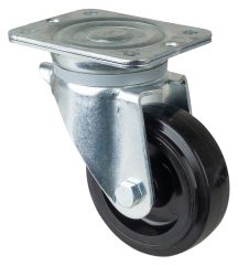 Schwerlastrolle N100.B60.125, Produkttyp: Lenkrollen, Befestigung: Anschraubplatte, Ø Schraubloch: 11 mm, Material/Art des Radkörpers: Kunststoff, Material der Lauffläche: Elastikgummi schwarz, Lager: Rollenlager, Ø Rad:  125 mm, Tragkraft: 140 kg