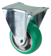Schwerlastrolle N110.B92.125, Produkttyp: Bockrollen, Befestigung: Anschraubplatte, Ø Schraubloch: 11 mm, Material/Art des Radkörpers: Aluminium, Material der Lauffläche: Besothane Guss-Polyurethan  83 +/-3 Shore A, Lager: Kugellager, Ø Rad:  125 mm, Trag