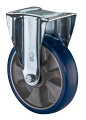 Schwerlastrolle N110.B92.200, Produkttyp: Bockrollen, Befestigung: Anschraubplatte,  Schraubloch: 11 mm, Material/Art des Radkrpers: Aluminium, Material der Laufflche: Besothane Guss-Polyurethan  83 +/-3 Shore A, Lager: Kugellager,  Rad:  200 mm, Trag