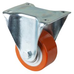 Schwerlastrolle N110.C10.103, Produkttyp: Bockrollen, Befestigung: Anschraubplatte, Ø Schraubloch: 11 mm, Material/Art des Radkörpers: Guss, Material der Lauffläche: Prothane® Guss-Polyurethan 95 +/-3 Shore A, Lager: Kugellager, Ø Rad:  100 mm, Tragkraft: