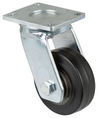 Schwerlastrolle RR100.B81.100, Produkttyp: Lenkrollen, Befestigung: Anschraubplatte, Ø Schraubloch: 10 mm, Material/Art des Radkörpers: Guss, Material der Lauffläche: Elastikgummi schwarz, Lager: Kugellager, Ø Rad:  100 mm, Tragkraft: 150 kg