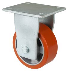 Schwerlastrolle RR110.B90.125, Produkttyp: Bockrollen, Befestigung: Anschraubplatte, Ø Schraubloch: 11 mm, Material/Art des Radkörpers: Aluminium, Material der Lauffläche: Prothane® Guss-Polyurethan 95 +/-3 Shore A, Lager: Kugellager, Ø Rad:  125 mm, Trag