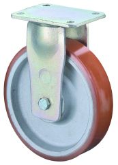 Schwerlastrolle RR110.C10.252, Produkttyp: Bockrollen, Befestigung: Anschraubplatte,  Schraubloch: 16 mm, Material/Art des Radkrpers: Guss, Material der Laufflche: Prothane Guss-Polyurethan 95 +/-3 Shore A, Lager: Kugellager,  Rad:  250 mm, Tragkraft