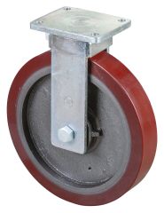 Schwerlastrolle RR110.C10.400, Produkttyp: Bockrollen, Befestigung: Anschraubplatte, Ø Schraubloch: 16 mm, Material/Art des Radkörpers: Guss, Material der Lauffläche: Prothane® Guss-Polyurethan 95 +/-3 Shore A, Lager: Kugellager, Ø Rad:  400 mm, Tragkraft