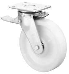 Schwerlastrolle RR120.B15.200, Produkttyp: Lenkrollen mit Rad-/Totalfeststeller, Befestigung: Anschraubplatte,  Schraubloch: 11 mm, Material/Art des Radkrpers: Kunststoff, Material der Laufflche: Kunststoff, Lager: Kugellager,  Rad:  200 mm, Tragkraft
