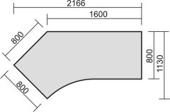 Schreibtisch 135 links hhenverstellbar, 2166x1130x680-820, Wei/Silber