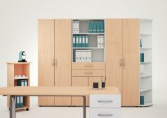 Flgeltrenschrank mit Standfen, inkl. Trdmpfer, nicht abschliebar, 800x420x2160, Buche/Wei