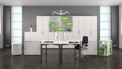 Querrollladenschrank abgerundet mit Standfen, nicht abschliebar, ohne Sichtrckwand, mehrere Stellmglichkeiten, 1000x400x830, Silber/Wei