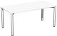 Konferenztisch Rundfu feste Hhe, 1600x800x720, Wei/Silber
