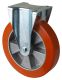 Schwerlastrolle L610.B90.250, Produkttyp: Bockrollen, Befestigung: Anschraubplatte,  Schraubloch: 11 mm, Material/Art des Radkrpers: Aluminium, Material der Laufflche: Prothane Guss-Polyurethan 95 +/-3 Shore A, Lager: Kugellager,  Rad:  250 mm, Tragk